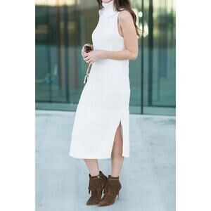 Moth by Anthropologie White Ribbed Turtleneck Sweater Dress XS Bodycon Knit